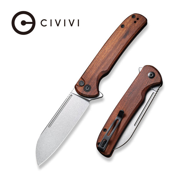 CIVIVI Chevalier Flipper & Button Lock Knife Wood Handle
